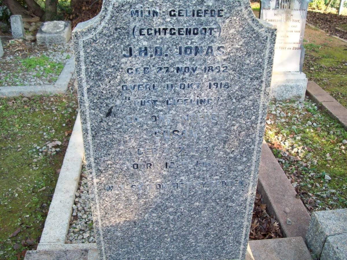 JONAS J.H.D. 1892-1918 &amp; Susan 1881-1965