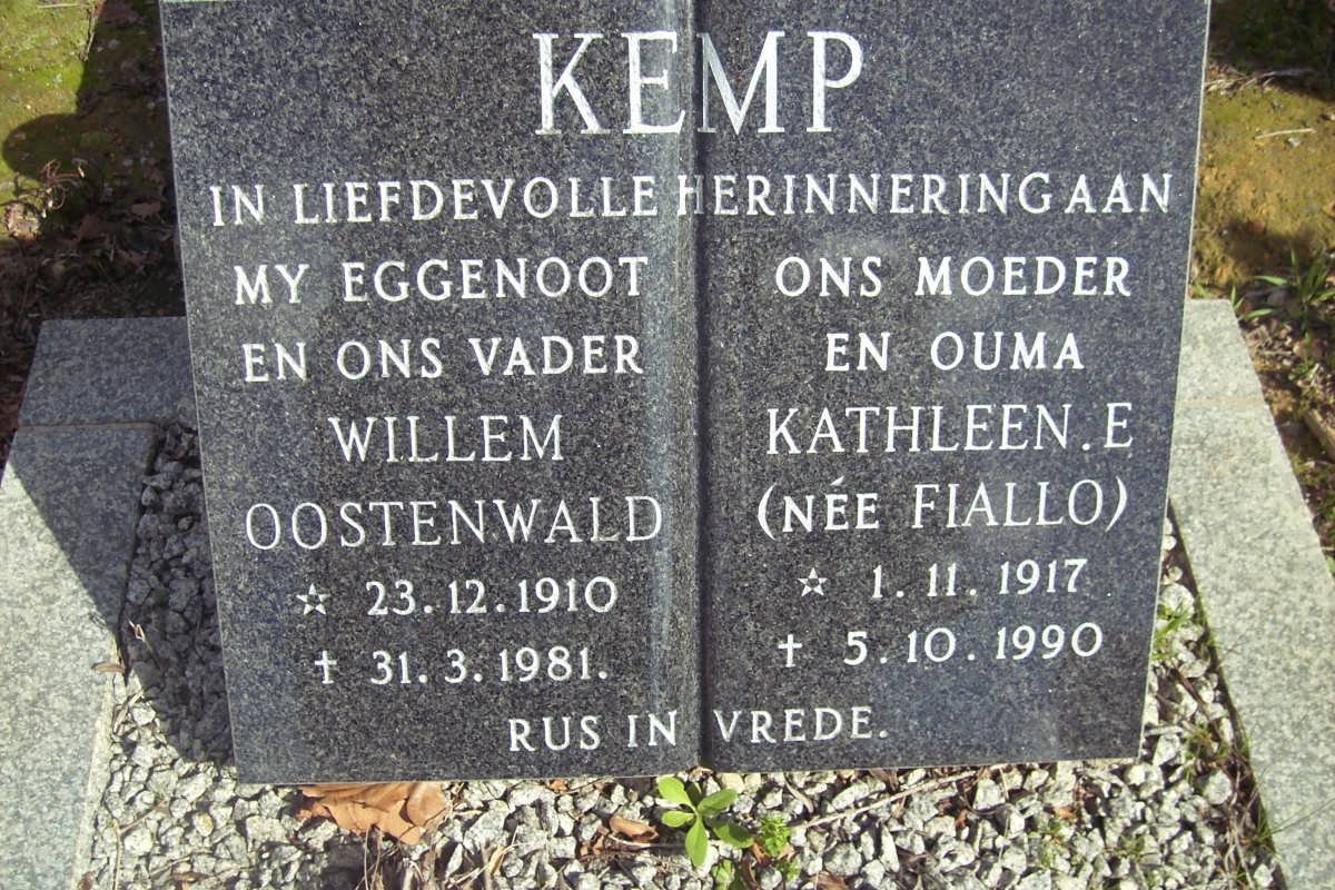 KEMP Willem Oostenwald 1910-1981 &amp; Kathleen E. FIALLO 1917-1990