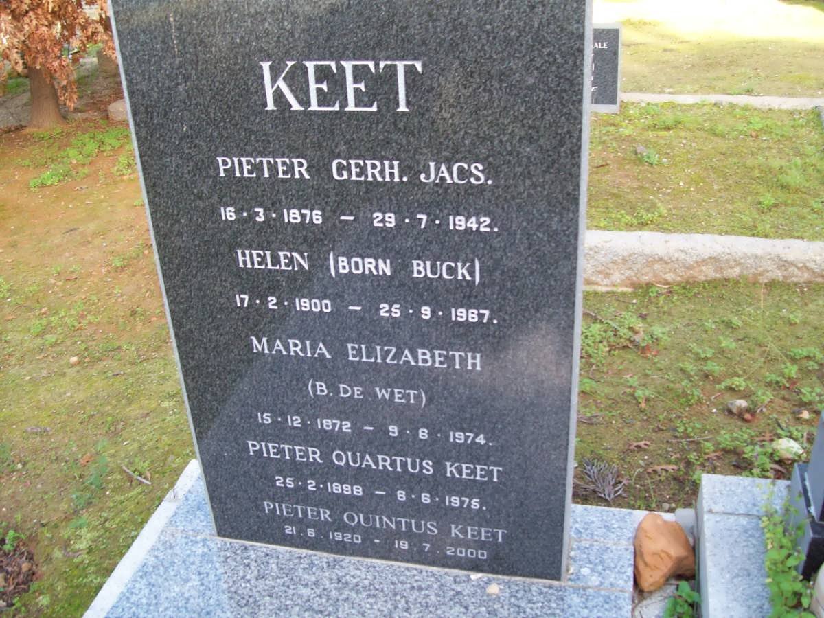 KEET Pieter G.J. 1876-1942 &amp; Helen BUCK 1900-1987