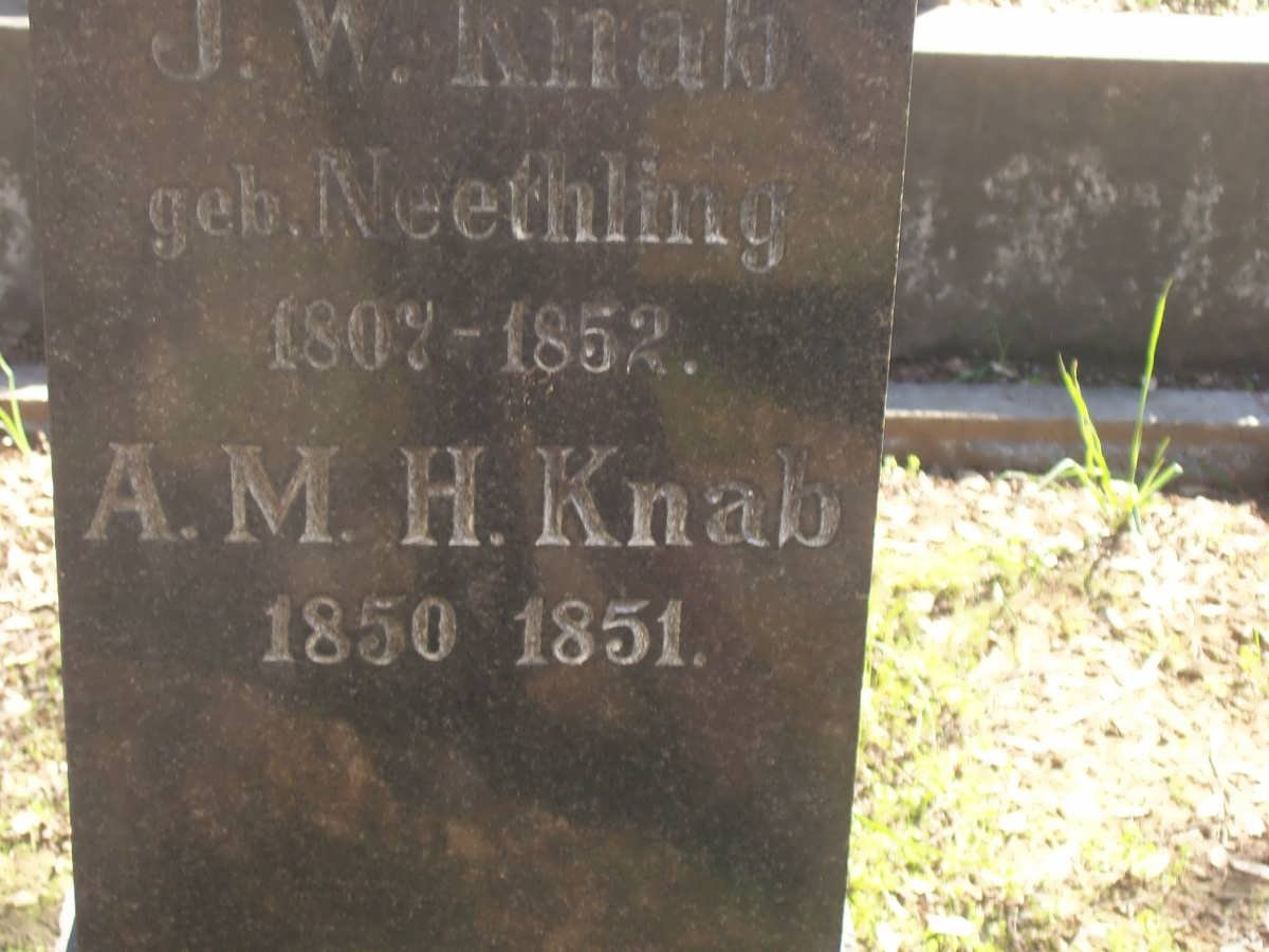 KNAB J.W. nee NEETHLING 1807-1852 :: KNAB A.M.H. 1850-1851