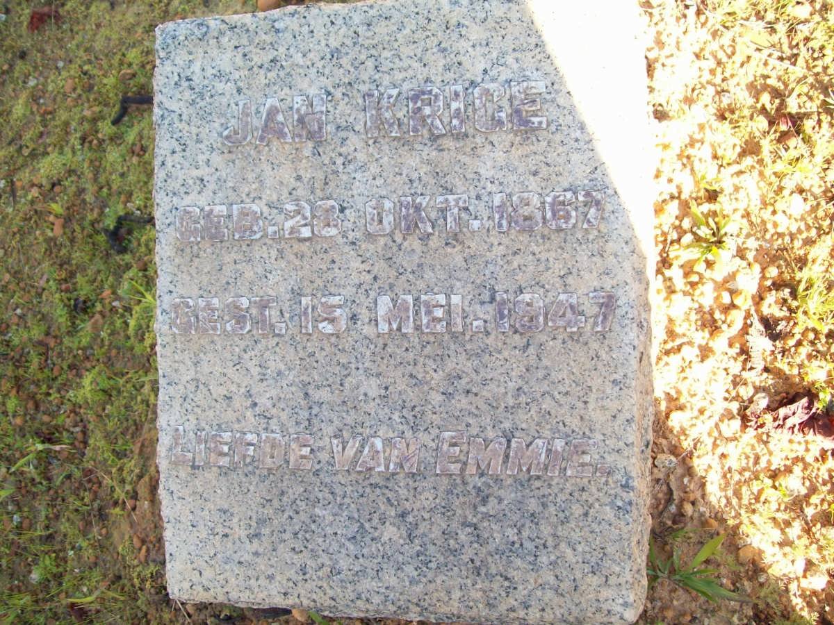 KRIGE Jan 1867-1947