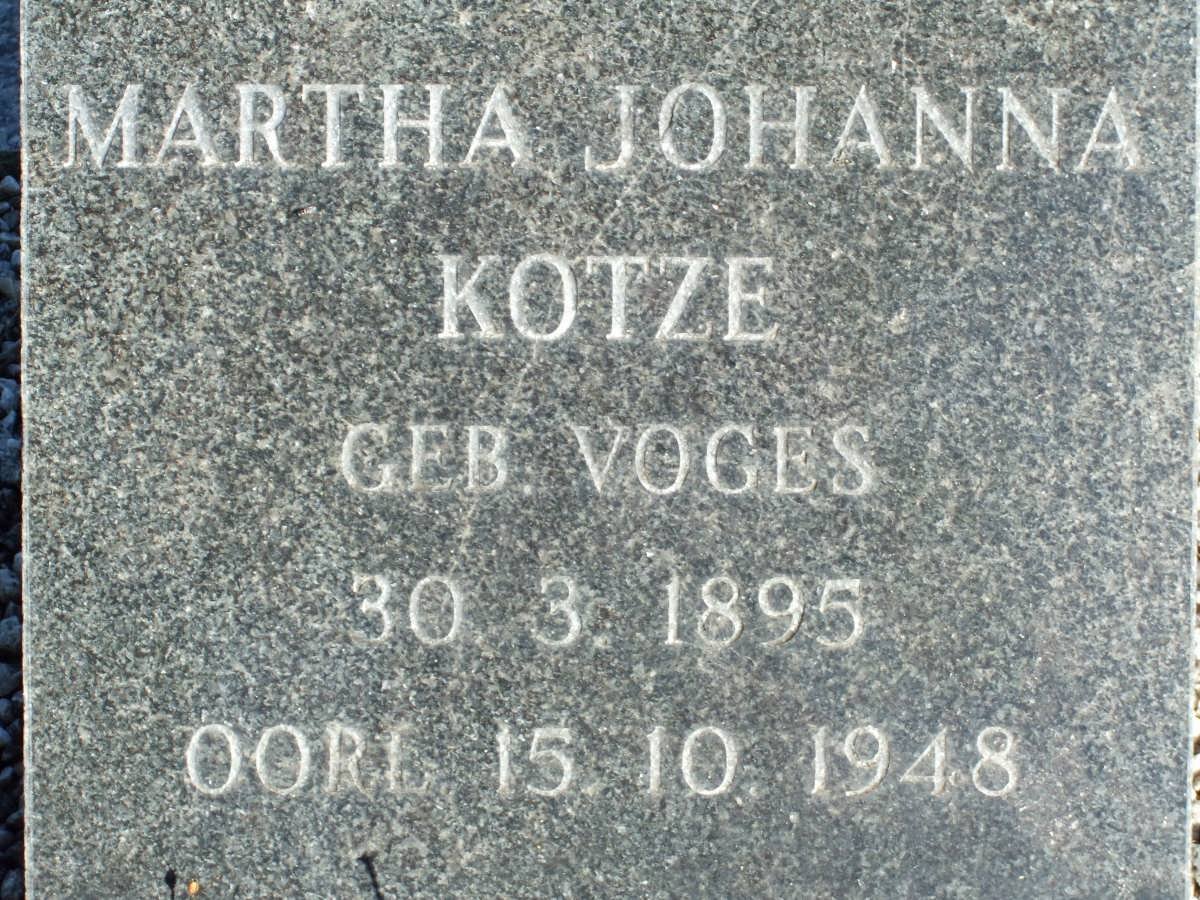KOTZE Martha Johanna nee VOGES 1895-1948