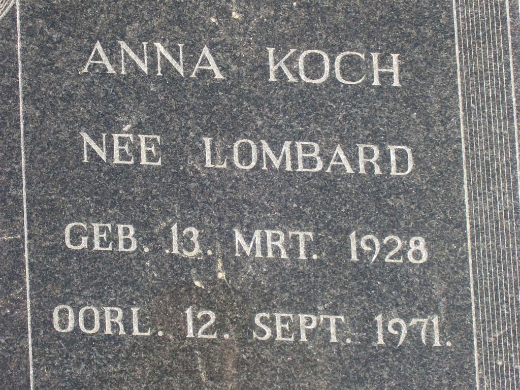 KOCH Anna nee LOMBARD 1928-1971