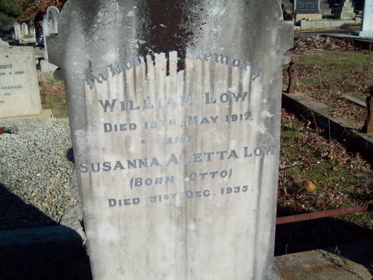 LOW William -1917 &amp; Susanna Aletta OTTO -1935