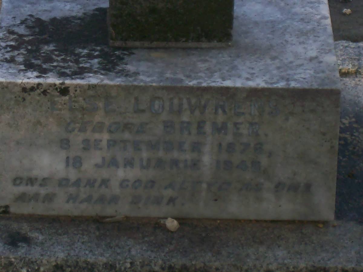 LOUWRENS ?eese nee BREMER 1876-1948