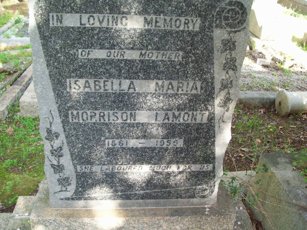 LAMONT Isabella Maria Morrison 1881-1955