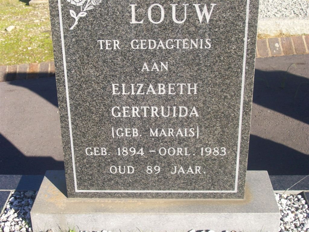 LOUW Elizabeth Gertruida nee MARAIS 1894-1983