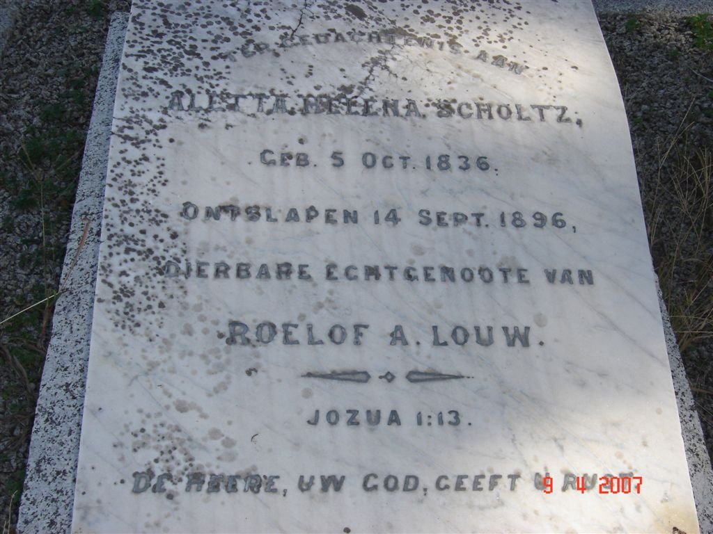 LOUW Aletta Helena nee SCHOLTZ 1836-1896