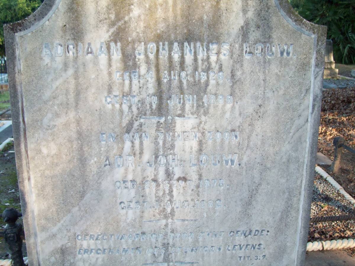 LOUW Adriaan Johannes 1828-1888 &amp; Martha Jacoba 1835-1900 :: LOUW A.J. 1878-1882
