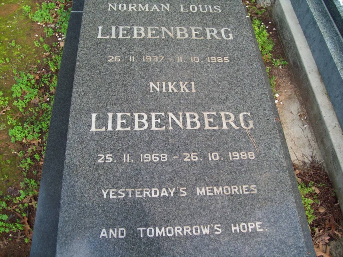 LIEBENBERG Norman Louis 1937-1985 :: LIEBENBERG Nikki 1968-1988