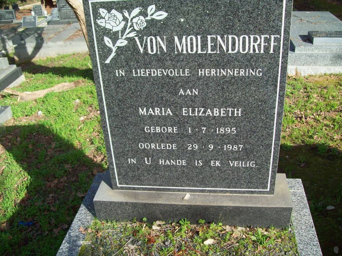 MOLENDORFF Maria Elizabeth, van 1895-1987