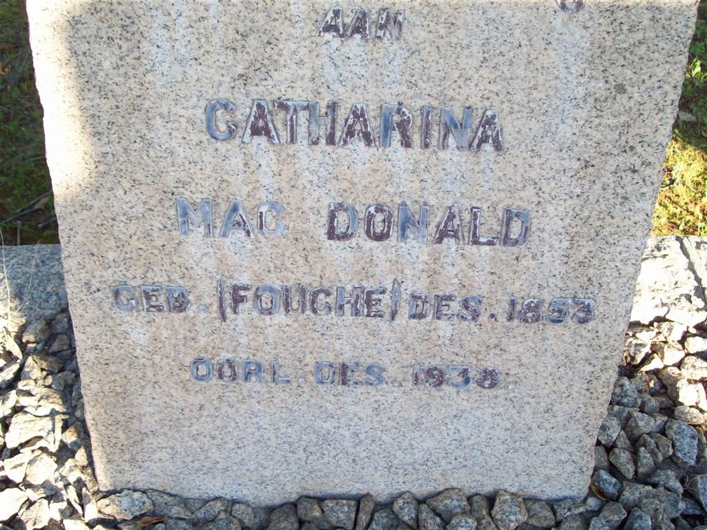 MAC DONALD Catharina nee FOUCHE 1853-1938
