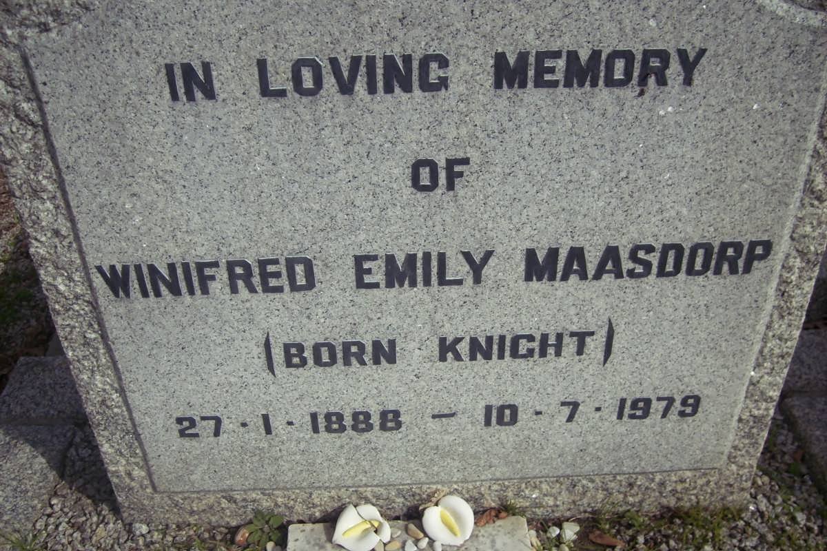 MAASDORP Winifred Emily nee KNIGHT 1888-1979