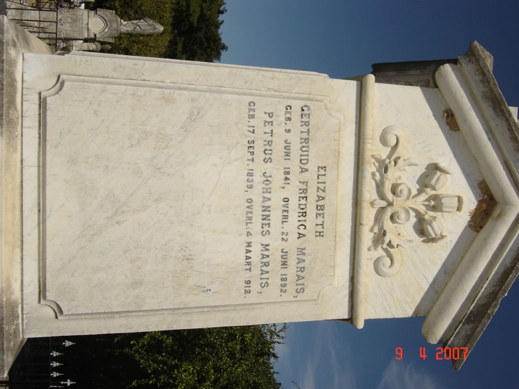 MARAIS Petrus Johannes 1839-1912 &amp; Elizabeth Gertruida Fredrica 1841-1892