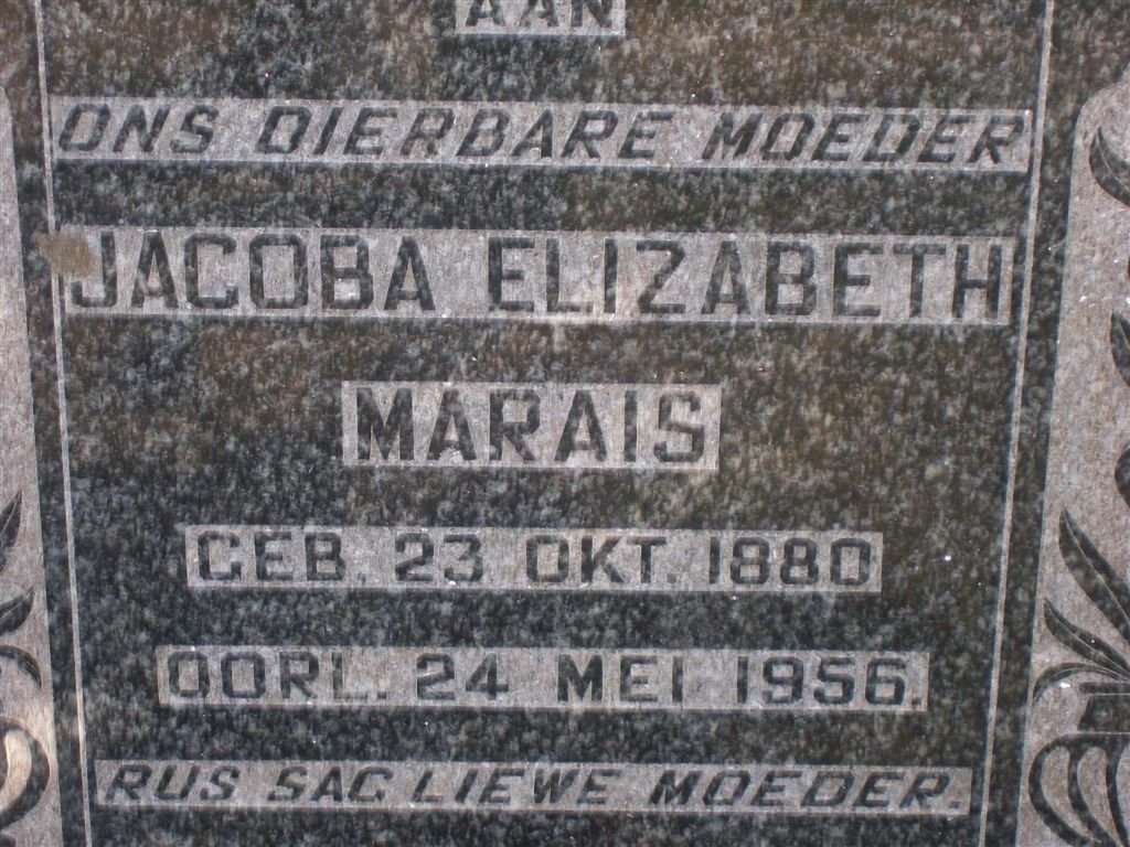MARAIS Jacoba Elizabeth 1880-1956