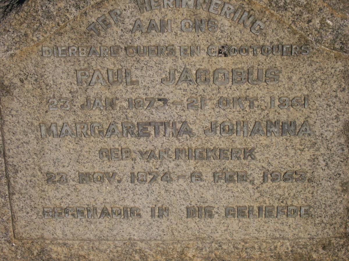 MARAIS Paul Jacobus 1873-1961 &amp; Margaretha Johanna VAN NIEKERK 1874-1953