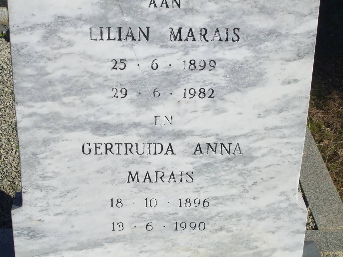 MARAIS Lilian 1899-1992 :: MARAIS Gertruida Anna 1896-1990