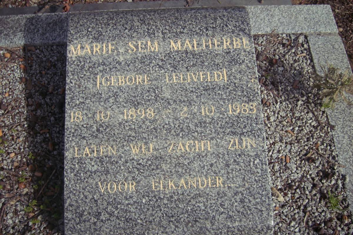 MALHERBE Marie Sem nee LELIVELD 1898-1983