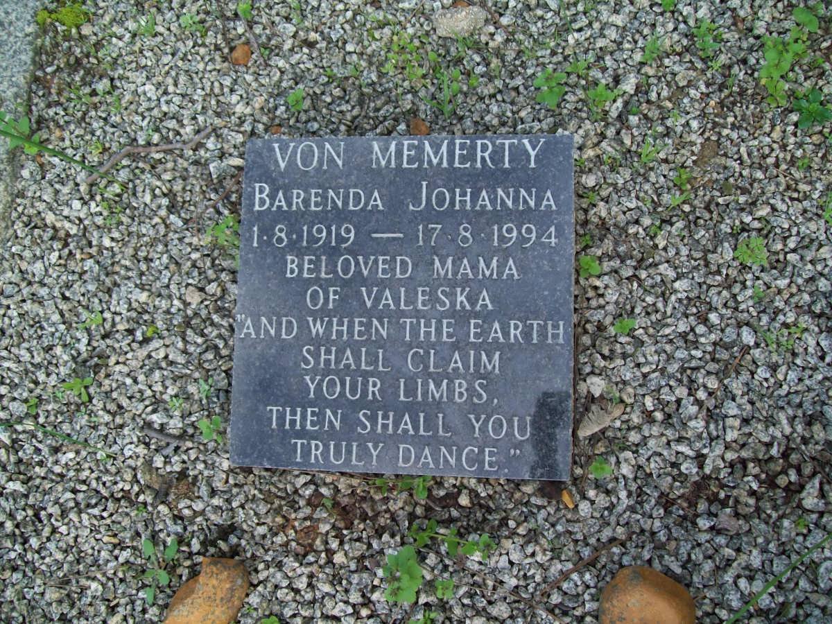 MEMERTY Barenda Johanna, von 1919-1994