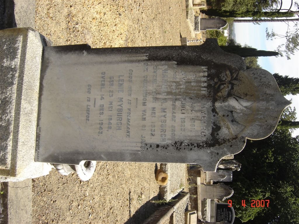 MYBURGH Hessie 1861-1923 :: MYBURGH Johannes A. -1932 :: MYBURGH Lenie 1848-1943