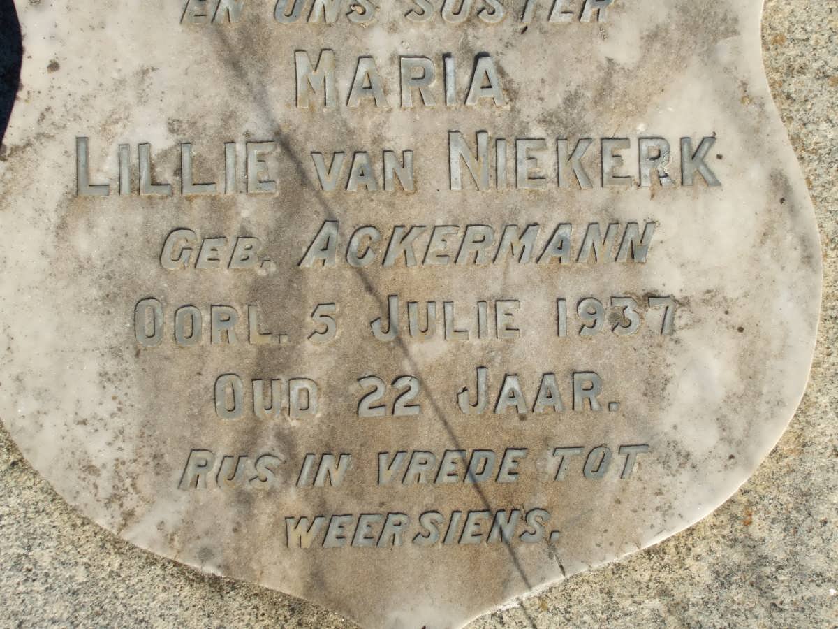 NIEKERK Maria Lillie, van nee ACKERMANN -1937