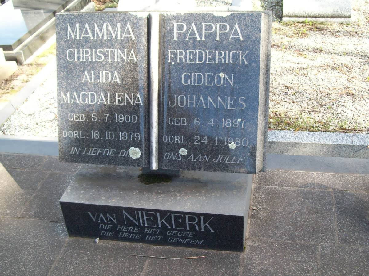NIEKERK Frederick Gideon Johannes, van 1897-1980 &amp; Christina Alida Magdalena 1900-1979