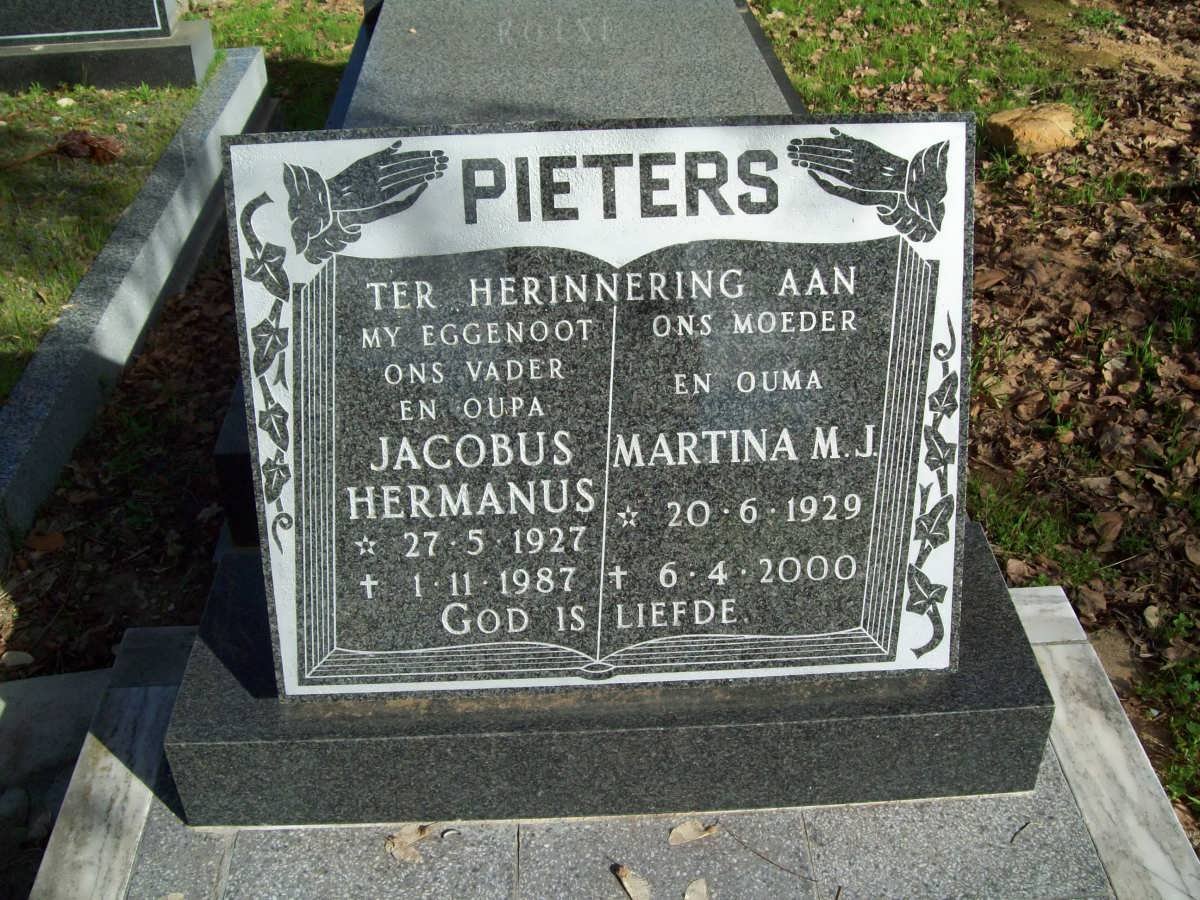 PIETERS Jacobus Hermanus 1927-1987 &amp; Martina M.J. 1929-2000