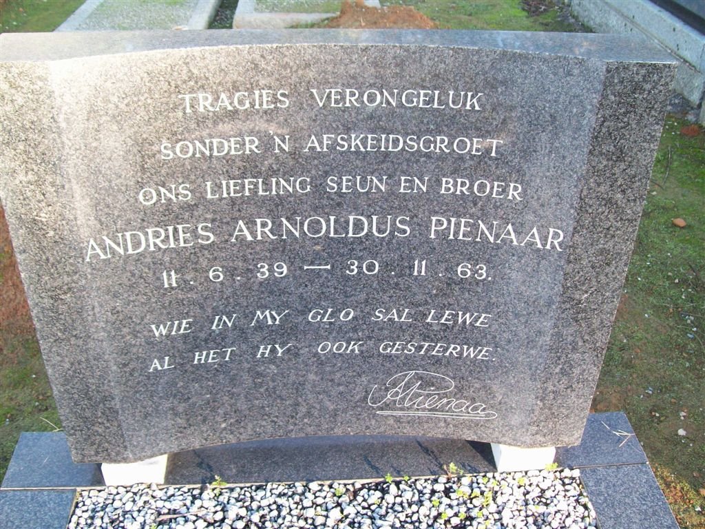 PIENAAR Andries Arnoldus 1939-1963