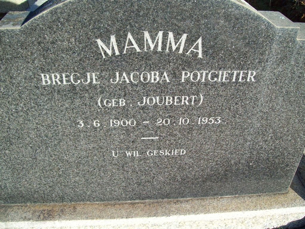 POTGIETER Bregje Jacoba nee JOUBERT 1900-1953
