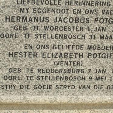 POTGIETER Hermanus Jacobus 1905-1983 &amp; Hester Elizabeth VENTER 1914-1985