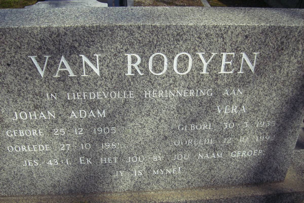 ROOYEN Johan Adam, van 1905-1981 &amp; Vera 1936-1992