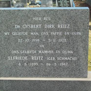REITZ Gysbert Dirk 1898-1973 &amp; Elfriede SCHMACKE 1899-1987