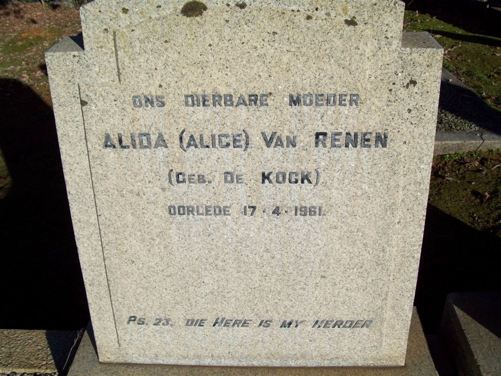 RENEN Alida, van nee DE KOCK -1961