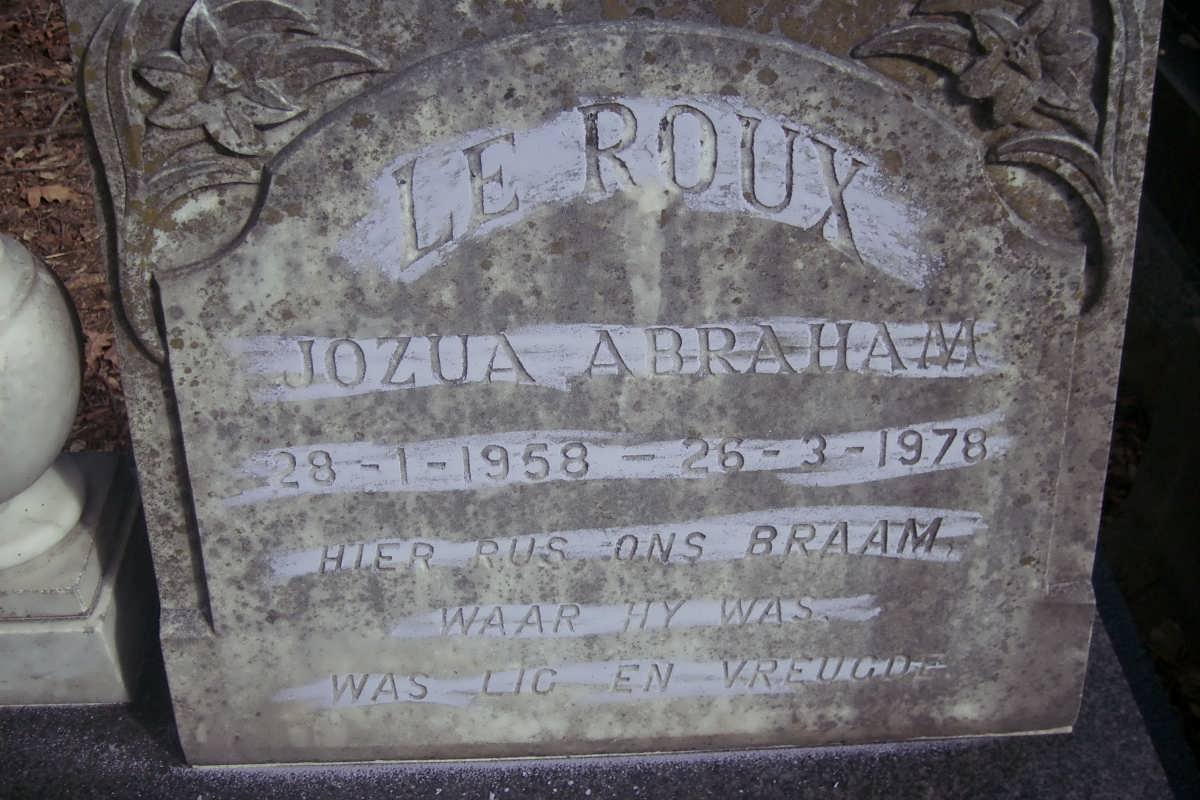 ROUX Jozua Abraham, le 1958-1978