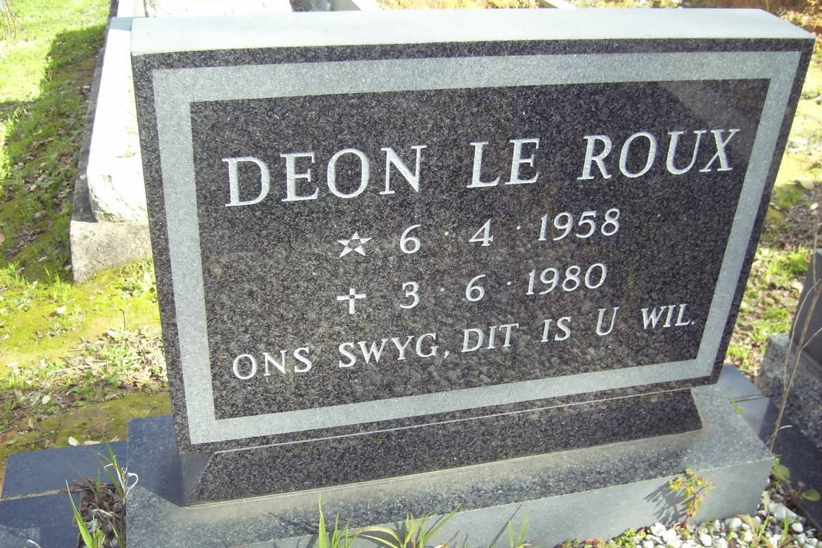 ROUX Deon, le 1958-1980