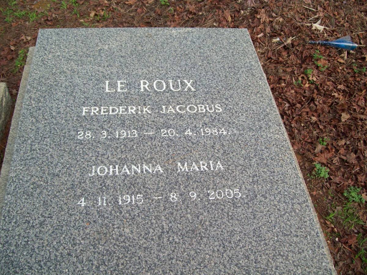 ROUX Frederik Jacobus, le 1913-1984 &amp; Johanna Maria 1915-2005