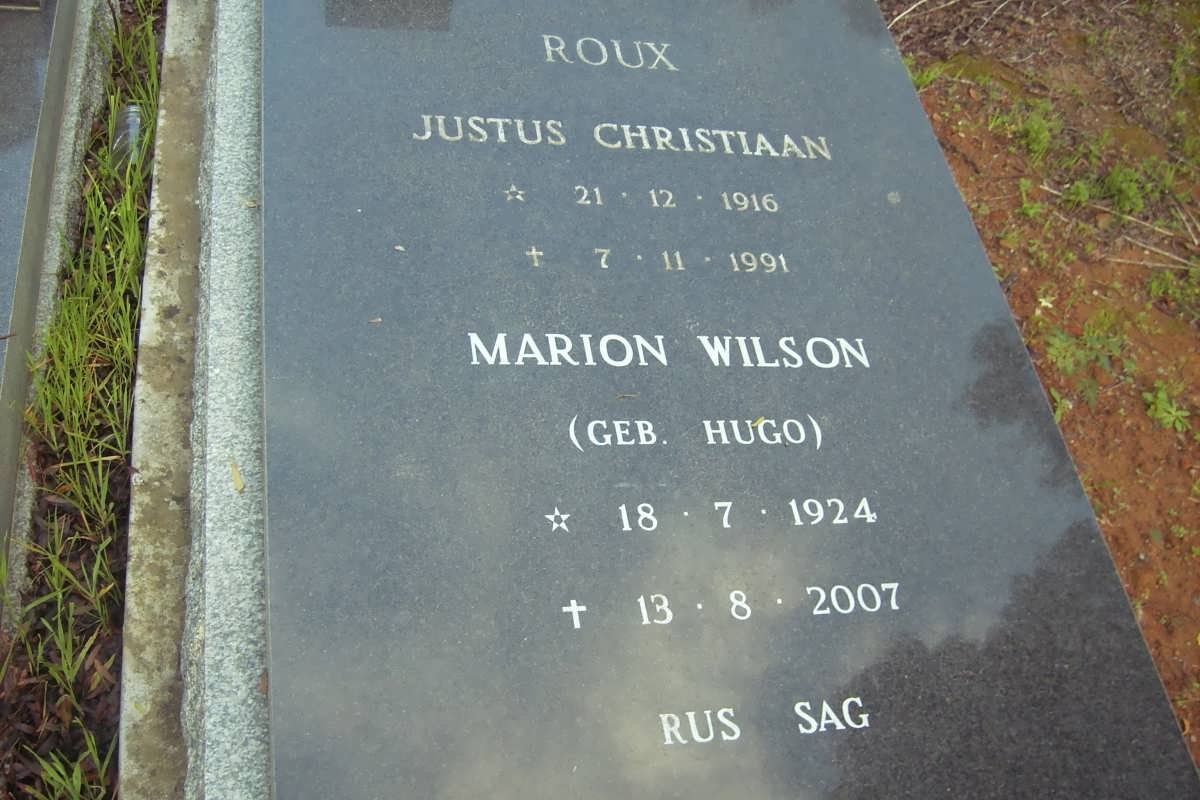 ROUX Justus Christaan 1916-1991 &amp; Marion Wilson HUGO 1924-2007