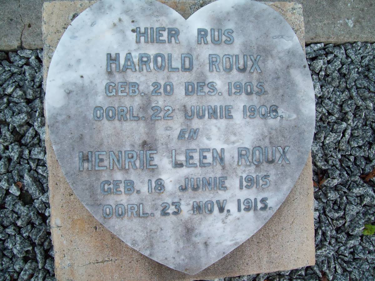 ROUX Harold 1905-1906 :: ROUX Henrie Leen 1915-1915