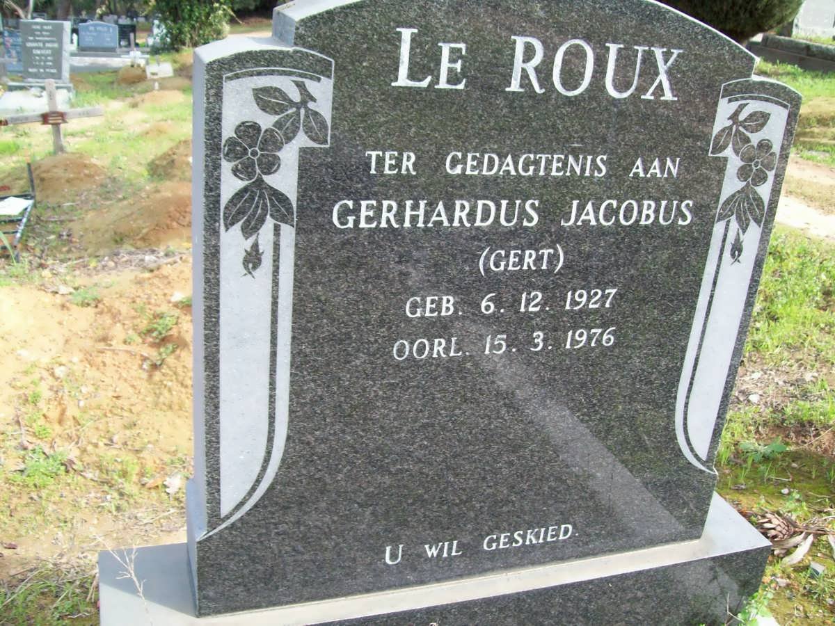 ROUX Gerhardus Jacobus, le 1927-1976