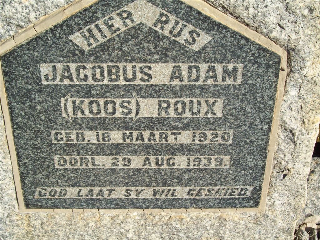 ROUX Jacobus Adam 1920-1939