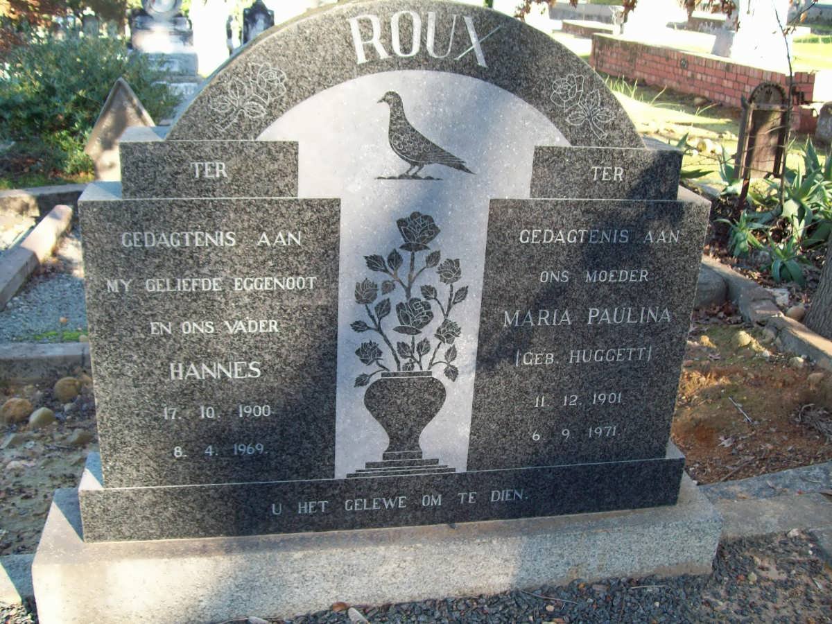 ROUX Hannes 1900-1969 &amp; Maria Paulina HUGGETT 1901-1971