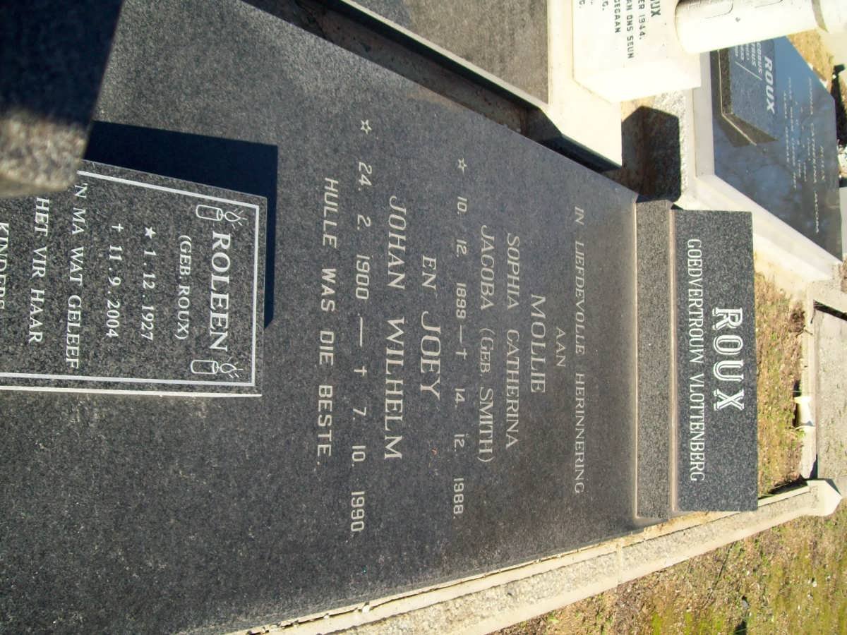 ROUX Johan Wilhelm 1900-1990 &amp; Sophia Catherina Jacoba SMITH 1898-1988 :: ? Roleen nee ROUX 1927-2004