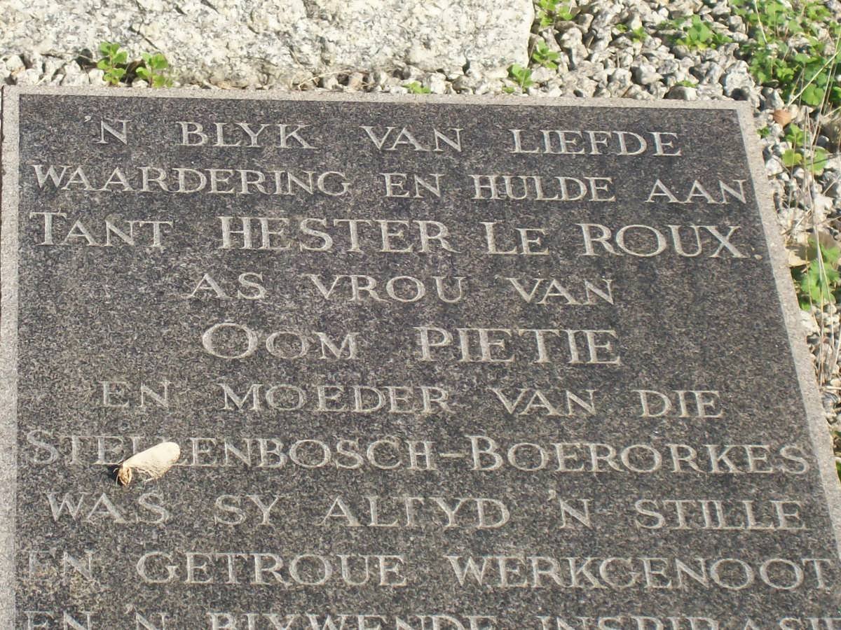ROUX Petrus Jacobus, le 1882-1980 &amp; Hester Helena BURGER 1881-1957