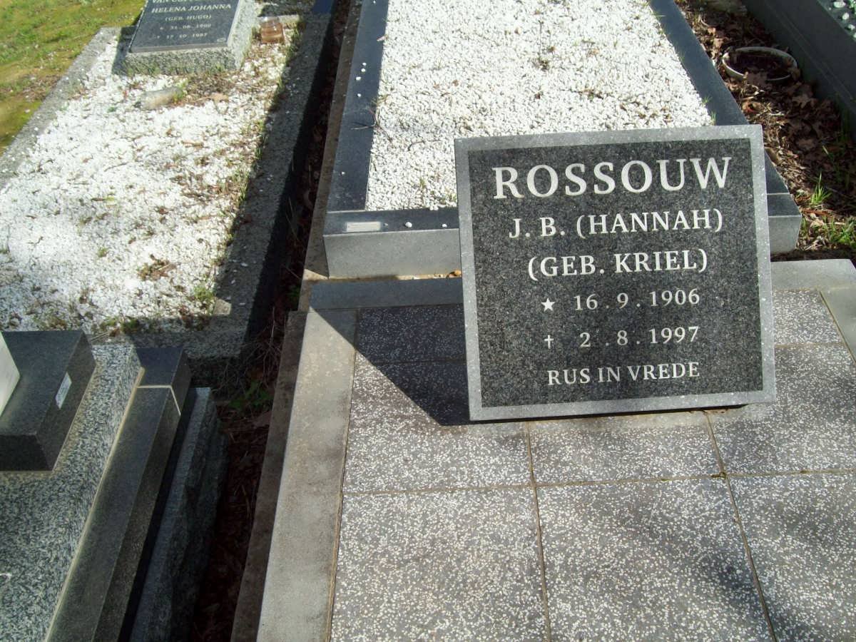 ROSSOUW J.B. gebore KRIEL 1906-1997