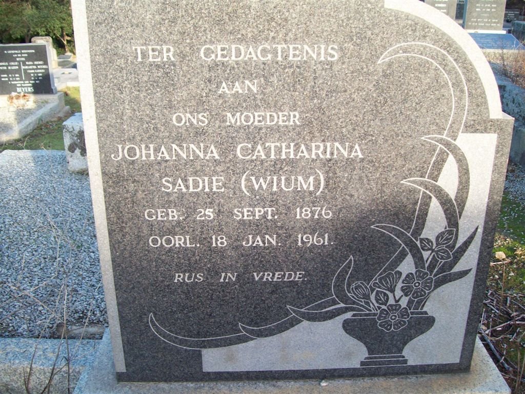 SADIE Johanna Catharina nee WIUM 1876-1961