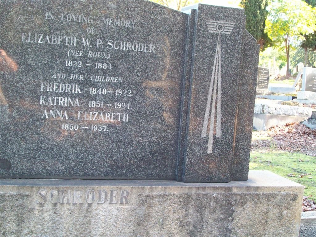SCHRODER Elizabeth W.P. nee ROUX 1822-1884