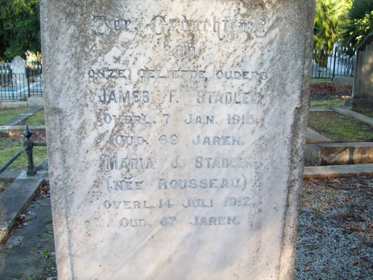 STADLER James F. -1915 &amp; Maria J. ROUSSEAU -1912