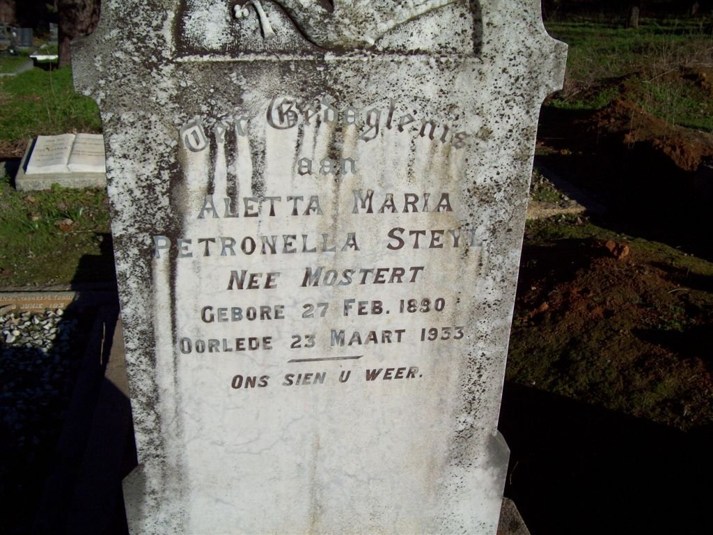 STEYL Aletta Maria Petronella nee MOSTERT 1890-1933