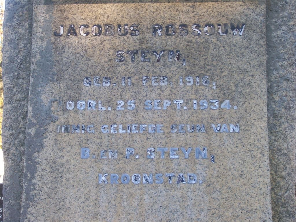 STEYN Jacobus Rossouw 1916-1934
