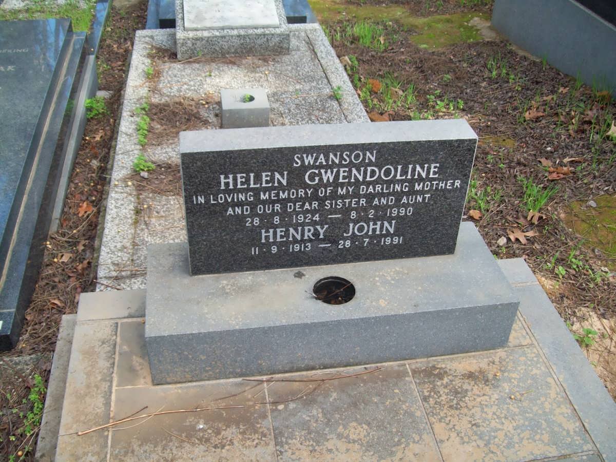 SWANSON Henry John 1913-1991 &amp; Helen Gwendoline 1924-1990
